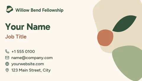 Willow Bend Blob Card – Business card template, 2 pages