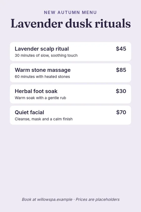 New Spa Menu Pin – Pinterest pin template