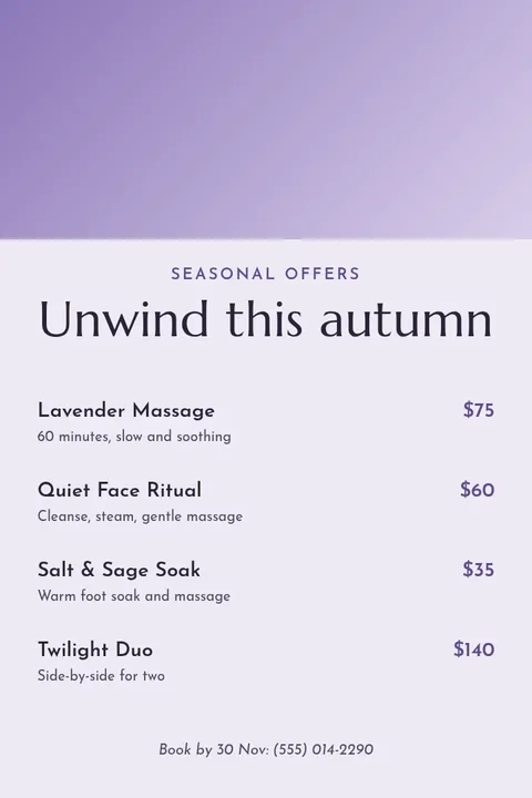 Lavender Dusk Spa Offers – Pinterest pin template