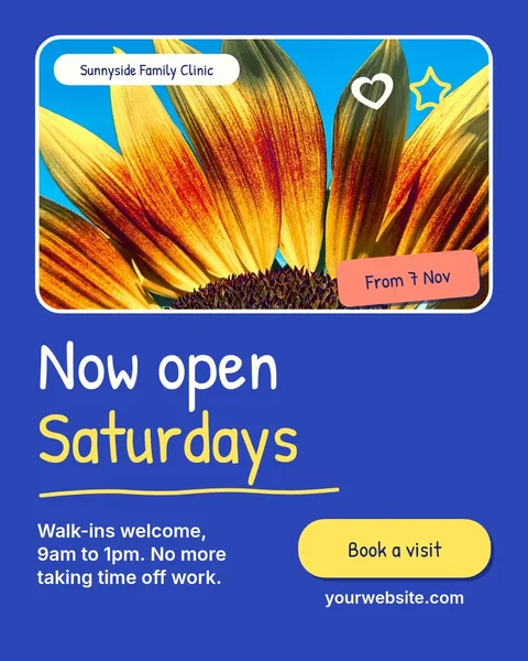 Sunflower Marker Saturday Notice – Instagram post template