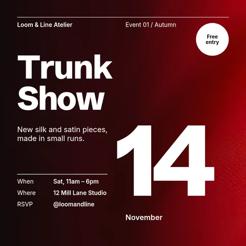 Red Satin Trunk Show – LinkedIn post template