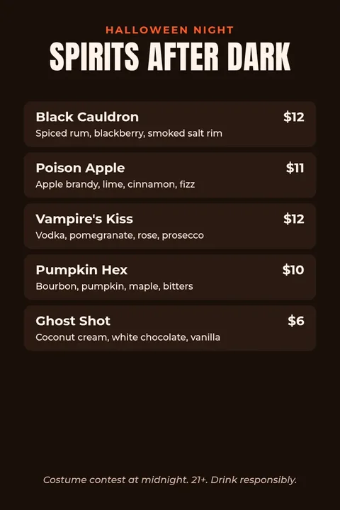Haunted Hour Cocktail List – Pinterest pin template