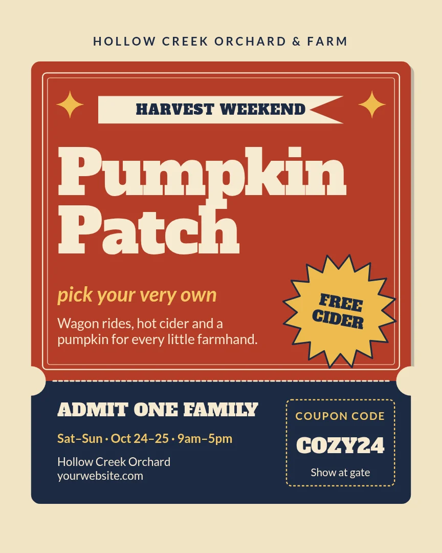 Harvest Admit-One Coupon – Instagram post template