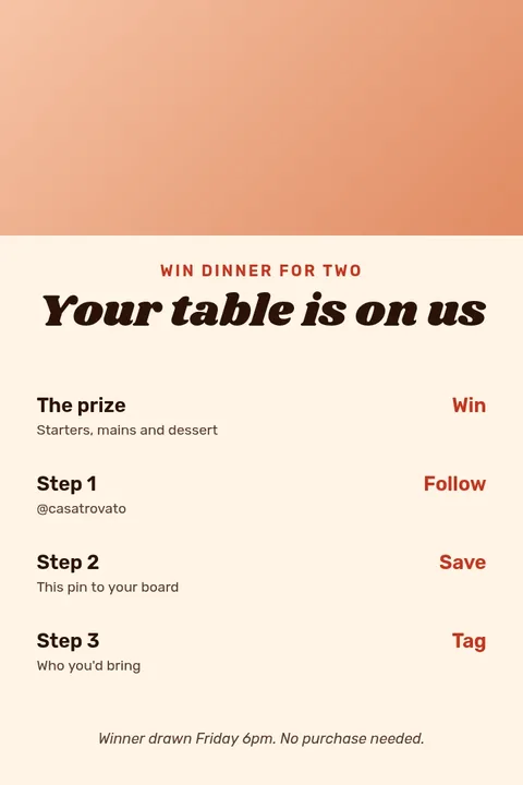 Dinner For Two Giveaway Pin – Pinterest pin template