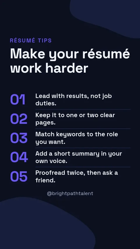 Résumé Quick Tips Story – Instagram story template