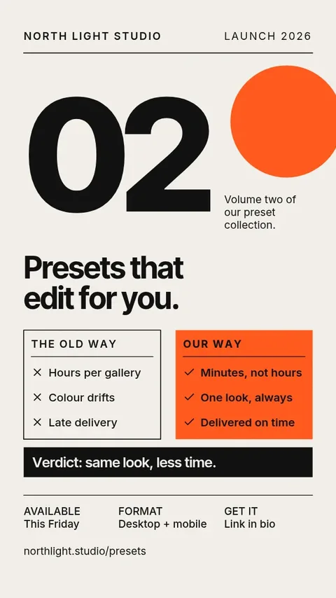 Grid Verdict Preset Launch – Instagram story template