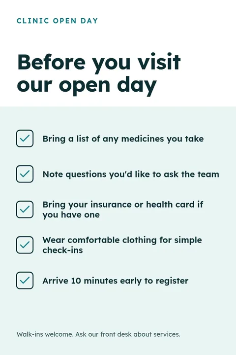Open Clinic Day Checklist – Pinterest pin template