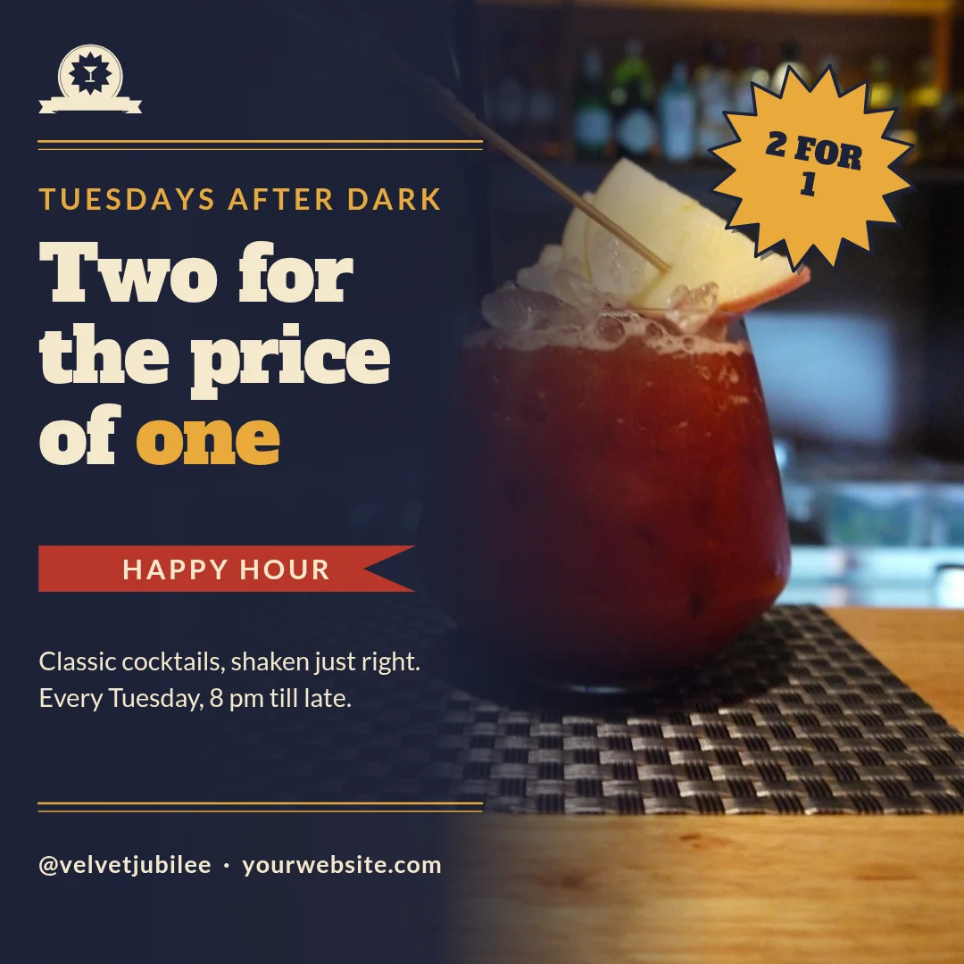 Velvet Happy Hour Burst – LinkedIn post template