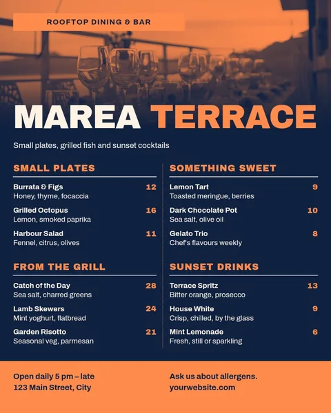 Sunset Duotone Terrace Menu – Menu template