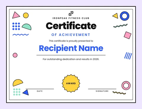 Confetti Court Award Certificate – Certificate template