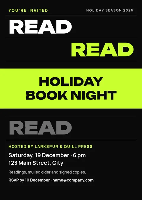 Stepping Ribbon Holiday Reading – Invitation template