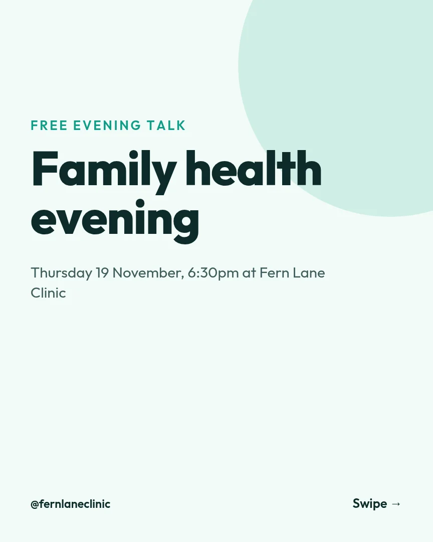 Parent Health Evening – Instagram carousel template, page 1
