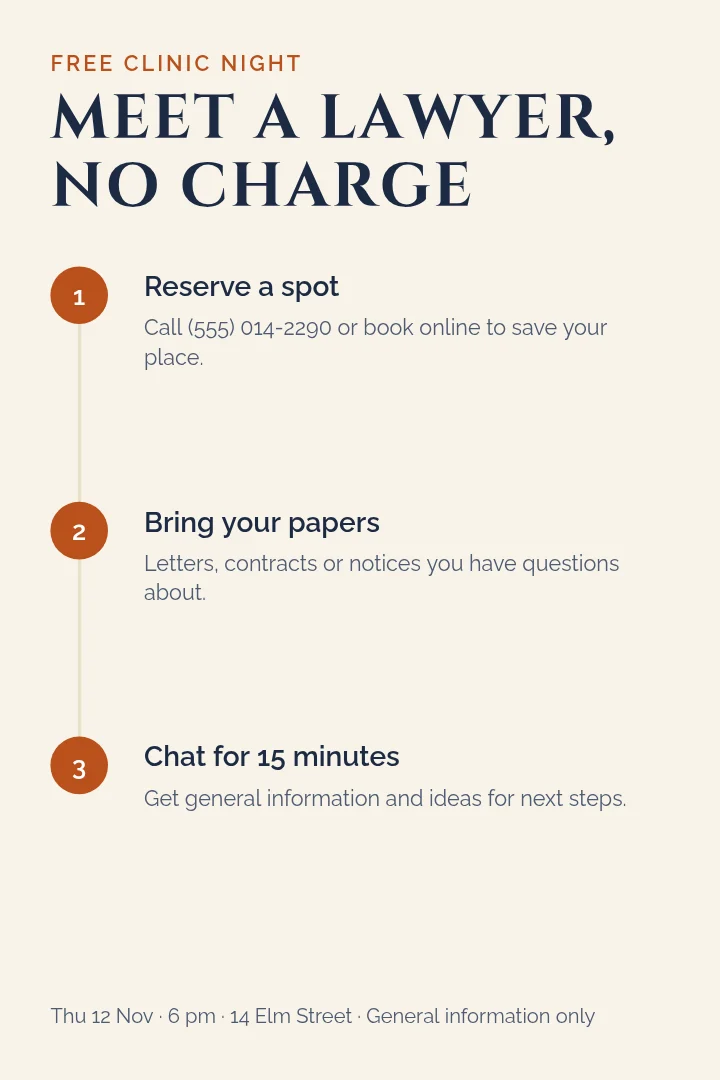 Free Legal Clinic Steps – Pinterest pin template