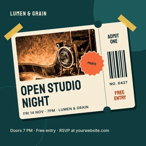 Teal Stub Open Studio Pass – Instagram post template