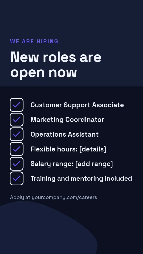 Roles Now Open Story – Instagram story template