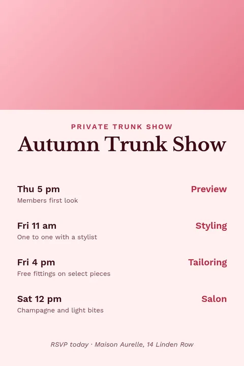 Trunk Show Pin Menu – Pinterest pin template