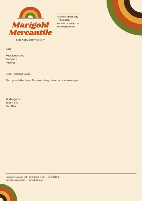 Marigold Rainbow Corner Letterhead – Letterhead template