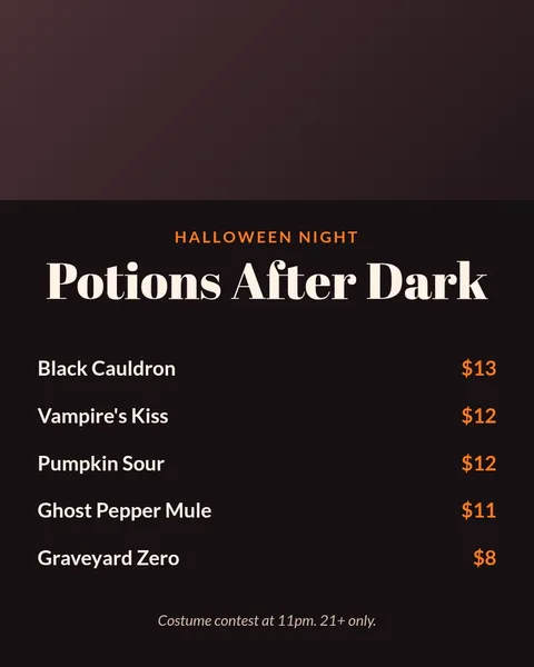 Haunted Hour Cocktail List – Instagram post template