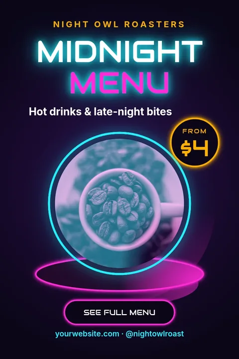 Midnight Roast Neon Stage – Pinterest pin template