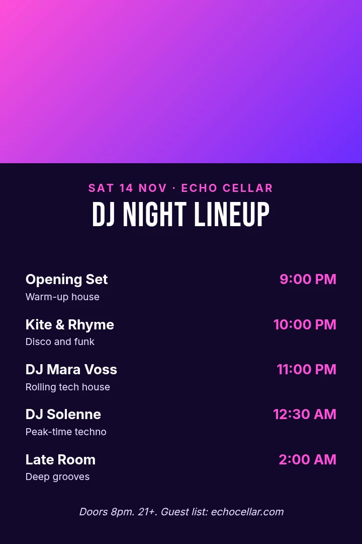 DJ Night Lineup Pin – Pinterest pin template