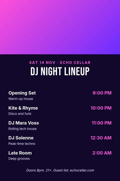 DJ Night Lineup Pin – Pinterest pin template