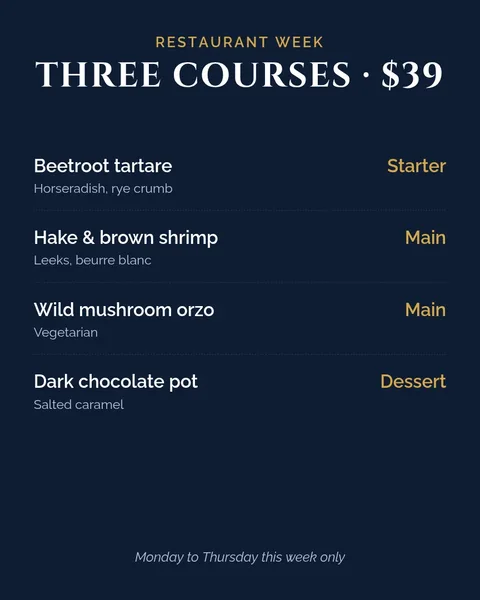 Restaurant week set menu – Instagram post template