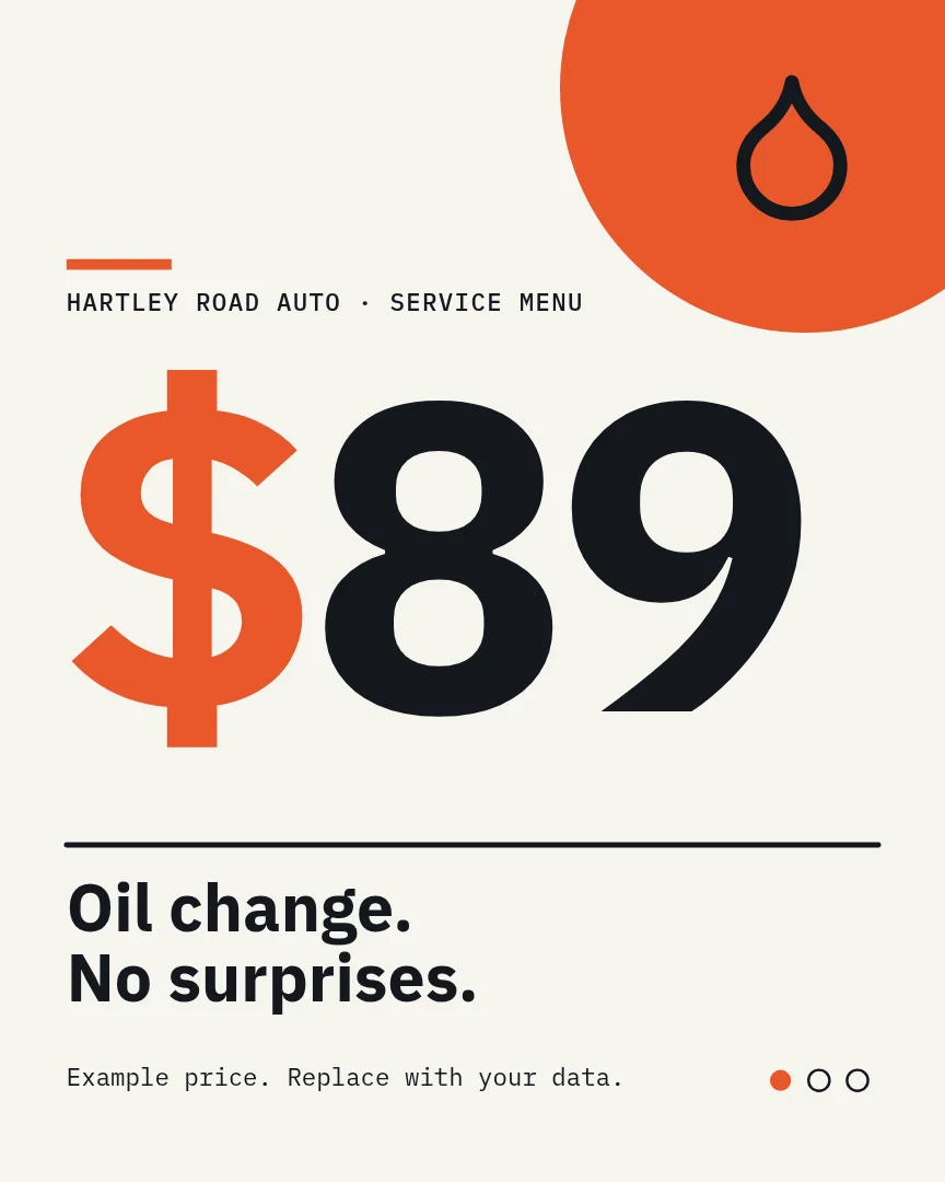 Price Board Corner Bars – Instagram carousel template, page 1