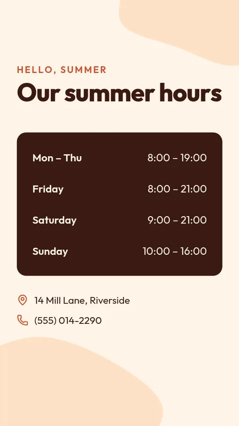 Summer hours – Instagram story template