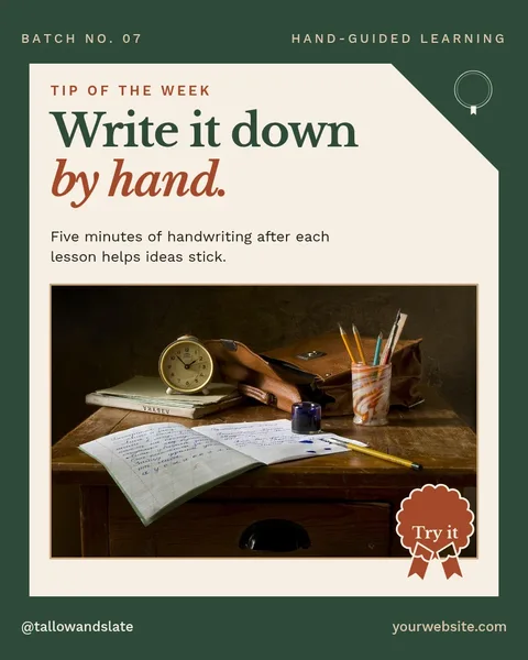 Batch Seven Handwriting Tip – Instagram post template