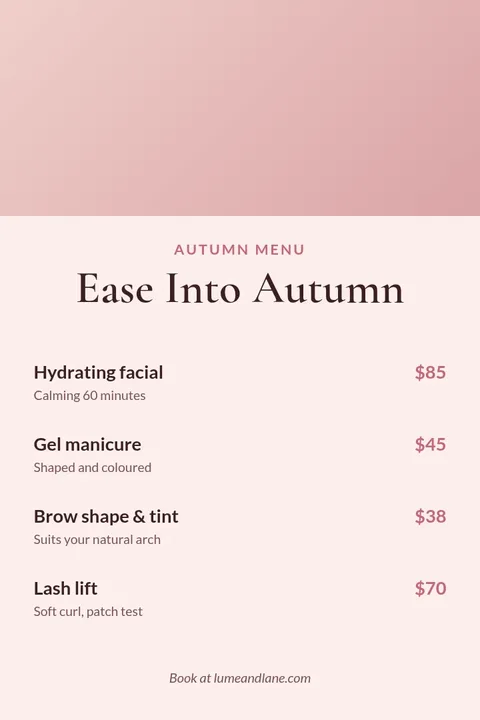 Seasonal Glow Treatment Menu – Pinterest pin template