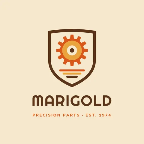 Marigold Sunburst Gear Crest – Logo template