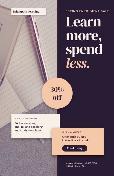 Plum Seam Study Sale – Poster template