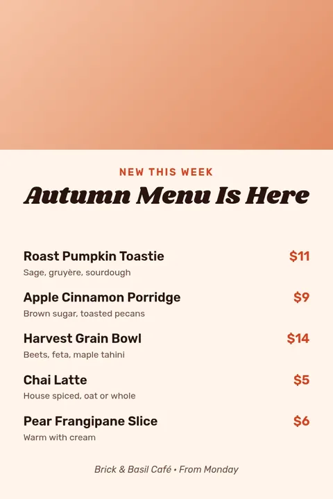 New Autumn Menu Launch – Pinterest pin template