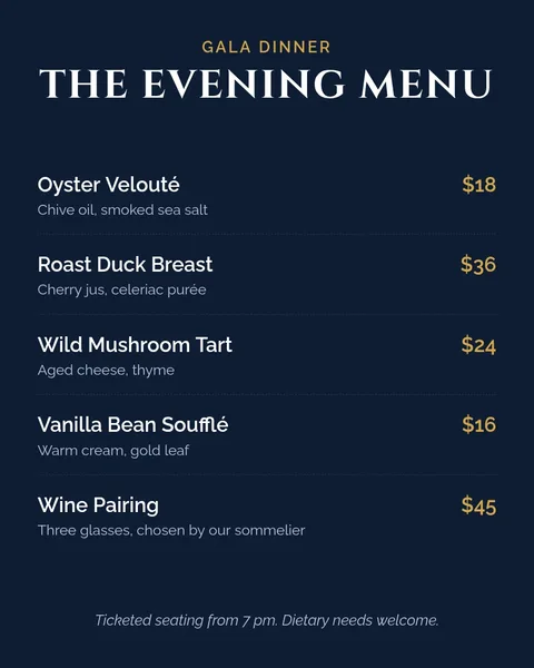 Gala Dinner Tasting Menu – Instagram post template