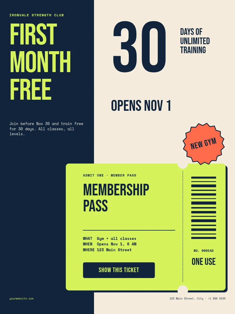Lime Stub Free Month Poster – Poster template