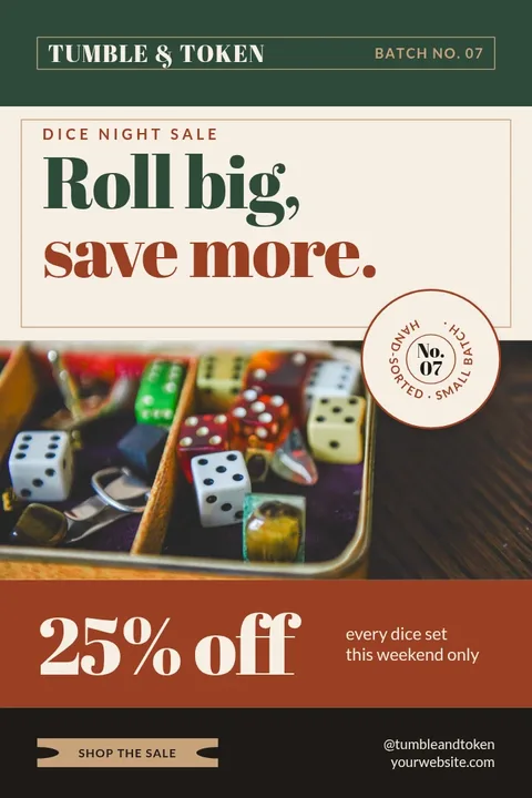 Kraft Band Dice Sale – Pinterest pin template