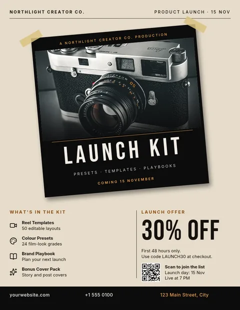 Tilted Leica Launch Frame – Flyer template