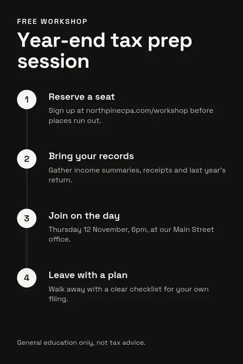 Tax Workshop Steps Pin – Pinterest pin template