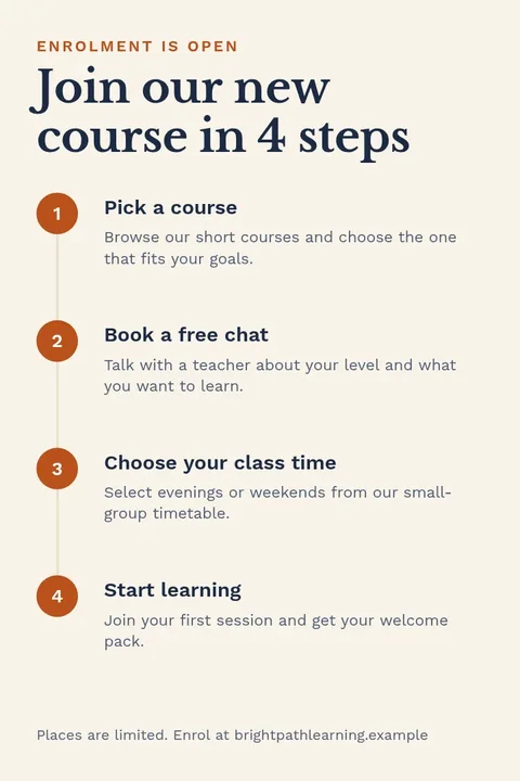 Enrolment Open Steps – Pinterest pin template