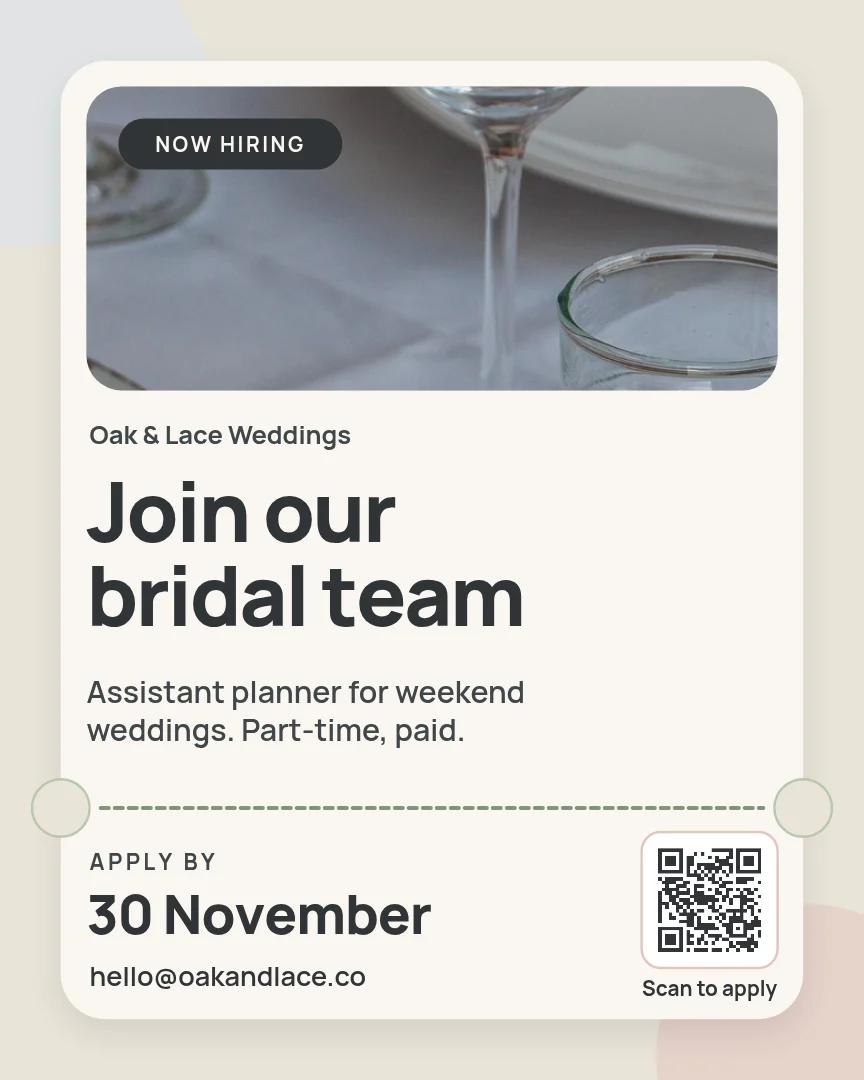 Soft Ticket Bridal Hiring – Instagram post template