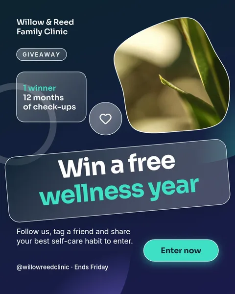 Frosted Leaf Wellness Draw – Instagram post template
