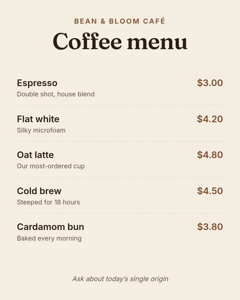 Café coffee menu – Instagram post template