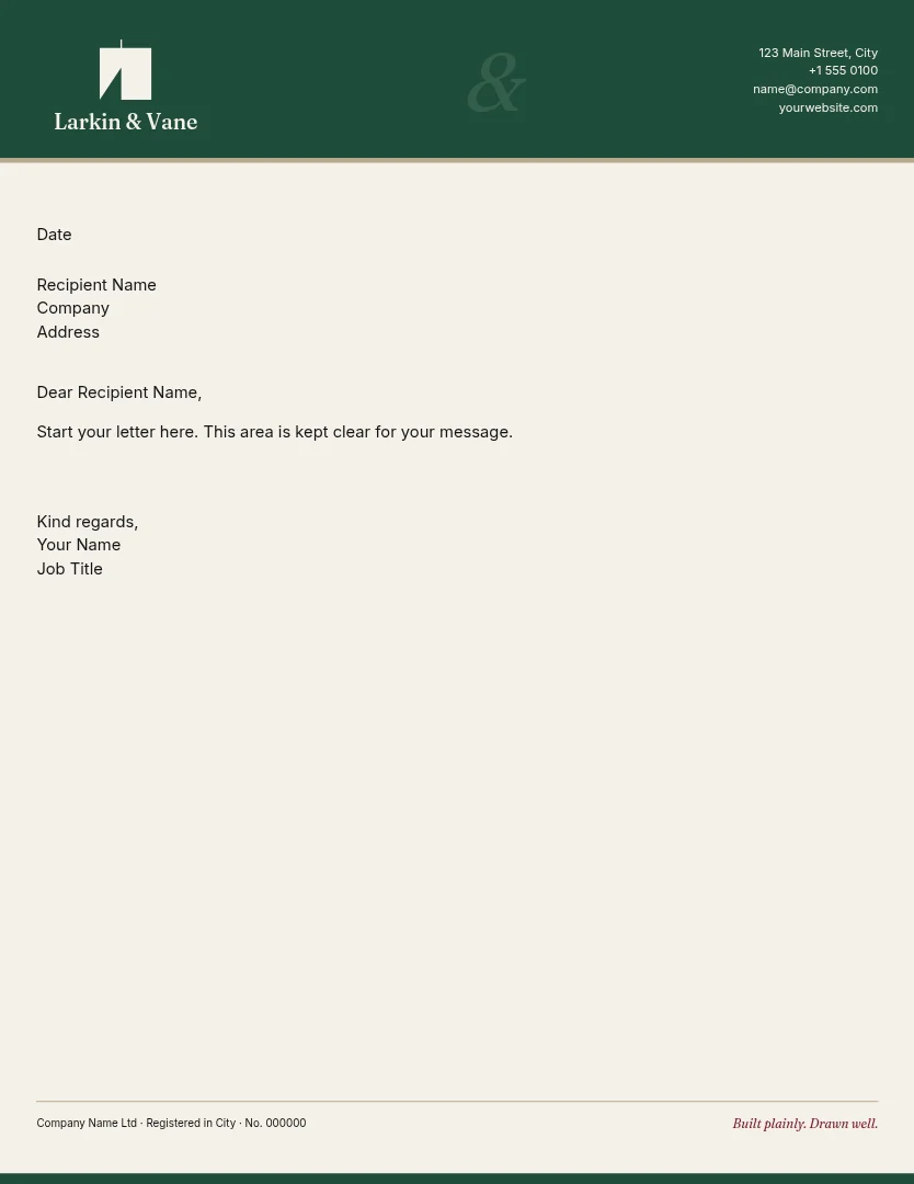Masthead Green Band Letterhead – Letterhead template