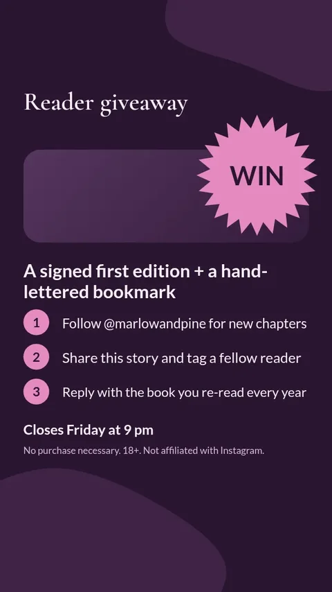 Signed Copy Story Giveaway – Instagram story template