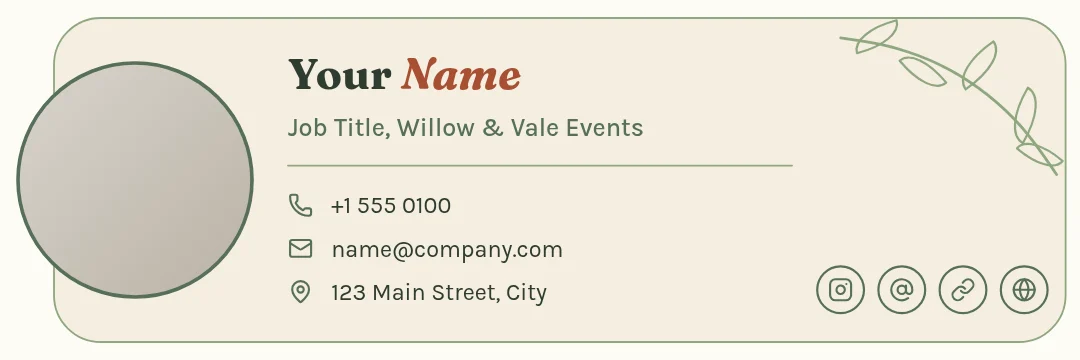 Sage Leaf Venue Signature – Email signature template