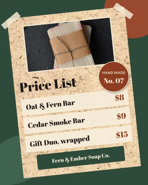 Tilted Kraft Soap Menu – Instagram post template
