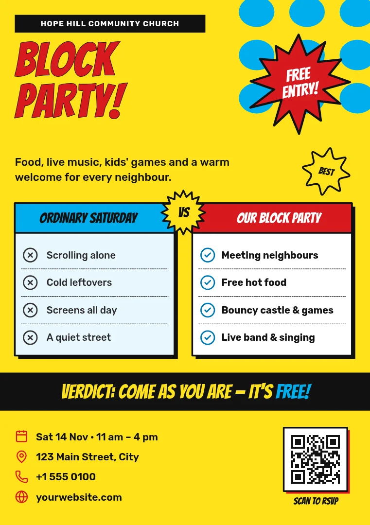 Block Party Pop Showdown – Flyer template