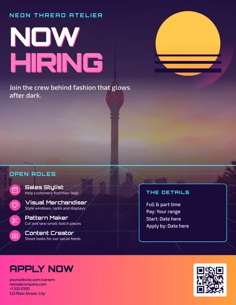 Neon Sunset Hiring Flyer – Flyer template