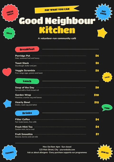 Sticker Bomb Community Menu – Menu template