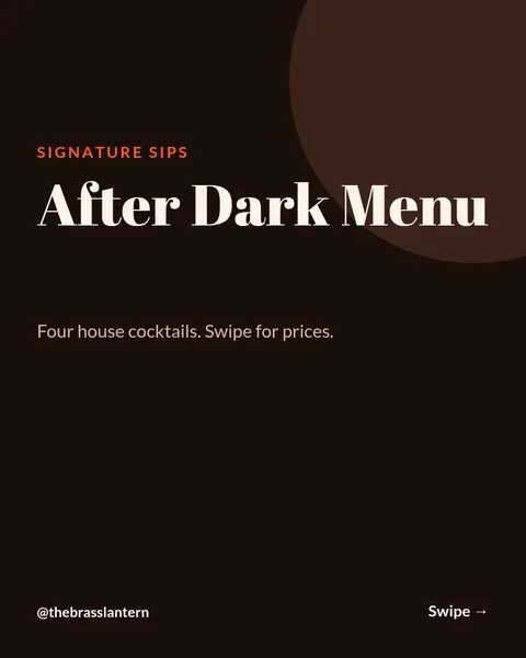 Cocktail Menu Swipe Deck – Instagram carousel template, 6 pages
